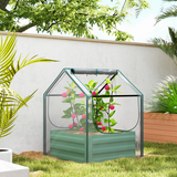 Outsunny Raised Garden Bed Planter with Clear Greenhouse Cover & 2 Roll-Up Windows – Clear & Green