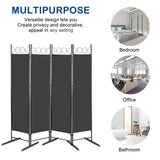 4-Panel Folding Room Divider Screen, 164 x 175cm – Black Carbon Steel Frame with Polyester Fabric