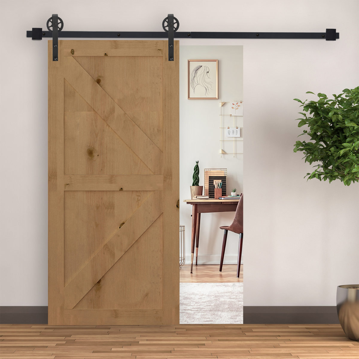 HOMCOM Sliding Barn Door Hardware Kit, 6.6ft – Carbon Steel Track for Doors up to 90kg