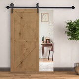 HOMCOM Sliding Barn Door Hardware Kit, 6.6ft – Carbon Steel Track for Doors up to 90kg