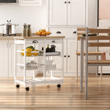 HOMCOM Compact Kitchen Island with Storage Shelves – Extra Prep Surface for Small Kitchens, White