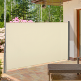 Outsunny 3 x 1.6m Retractable Side Awning Privacy Screen with Steel Frame & 180gsm Canopy – Patio Divider, Cream