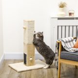 PawHut Cat Scratching Post Climber with Carpet Base, Hanging Toy & Jute Rope – Beige