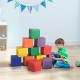 HOMCOM 12 Piece Kids Soft Foam Play Blocks – Stacking Building Set for Toddlers, Climbing and Crawling Toy