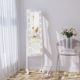 HOMCOM LED Mirrored Jewellery Cabinet with Full-Length Mirror, 36 x 30 x 136 cm – Storage, White