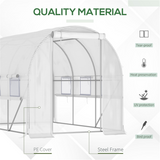 Walk-In Tunnel Greenhouse with Galvanised Steel Frame, Roll-Up Doors & Windows – UV-Protective PE Cover, White