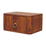 Artisan Furniture Aurelia Wall Mounted Bedside Table, 1 Drawer & Brass Ring Pull – Tiger Oak Finish, Brown