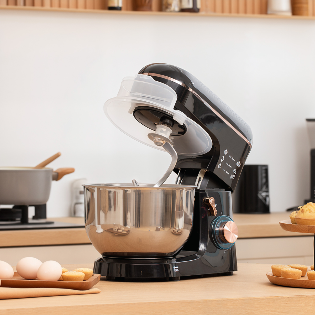 HOMCOM 1400W Stand Mixer with 5L Stainless Steel Bowl, 6 Speeds & Pulse – Tilt-Head Kitchen Mixer, Black
