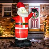 HOMCOM 8ft Inflatable Christmas Santa Claus Waving, LED Lit – Air Blown Indoor Outdoor Yard Decoration