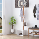HOMCOM Hallway Coat Rack Stand with Storage Bench & Shoe Cubby – Entryway Organiser