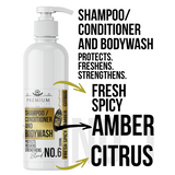 LIVFRAGRANCE 3-in-1 Wash No.5 – Hair & Body Cleanser, Shampoo, Conditioner & Bodywash, Fruity, Sweet Leather