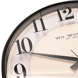 Widdop 31cm Slim Line Wall Clock with White Dial and Matt Black Border – Modern Round Home or Office Decor