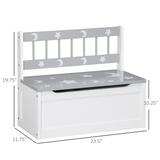 Kids Storage Bench with 27.3L Compartment & Lid Safety Bar – Pinewood Seat with Moon and Stars Pattern