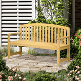 Outsunny 2-Person Wooden Garden Bench with Armrests & High Back – Fir Wood Outdoor Patio Seating, Orange
