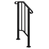 Artisasset Matte Black Outdoor Iron Handrail for 1 Step – Galvanised Iron Garden Step Rail with Install Kit