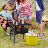 Aluminium Roll-Top Folding Camping Table with Mesh Storage Bag – Portable Picnic Table, Black