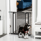 PawHut Pet Safety Gate, 74–80cm Pressure Fit with Auto Close and Double Locking – Stair Gate, Black