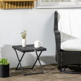 Outsunny Folding Square Rattan Coffee Table with Steel Frame – Outdoor Bistro and Balcony Table, Black