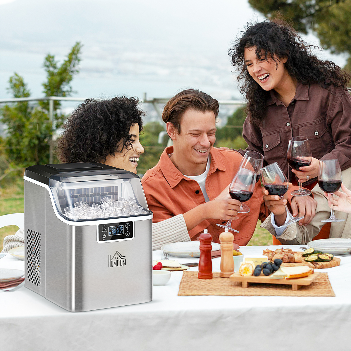 HOMCOM Countertop Ice Maker, 20kg in 24 Hours with 24 Cubes per Cycle – No Plumbing Required