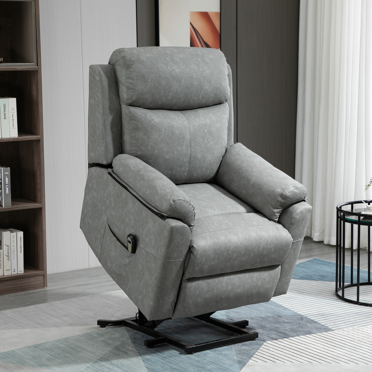 HOMCOM Electric Riser Recliner Power Lift Chair with Remote Control & Padded Seat – Supportive Armchair, Grey