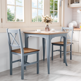 HOMCOM Pine Wood Cross Back Dining Chairs, Set of 2 – Farmhouse Style Kitchen Seating, Grey