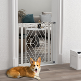 PawHut Pressure Fit Safety Gate with Auto Closing Door & Double Lock – Dog Gate for 74-80cm Openings, White