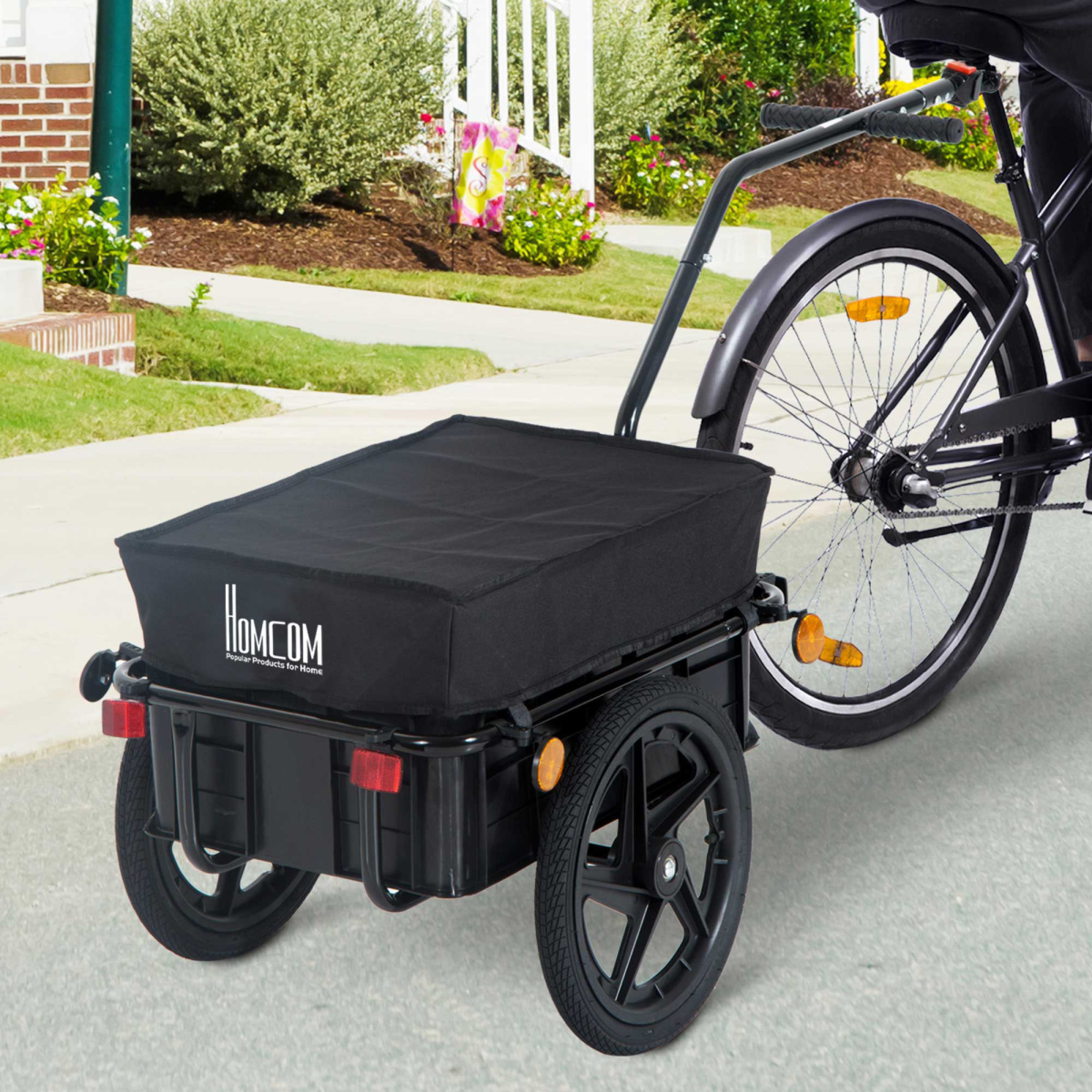 HOMCOM Bike Trailer Cargo Stroller with Removable Compartment – 2-in-1 Bicycle Trailer, Black