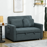 HOMCOM Click-Clack 2 Seater Sofa Bed with Cushions & Side Pockets – Space-Saving Guest Settee, Grey