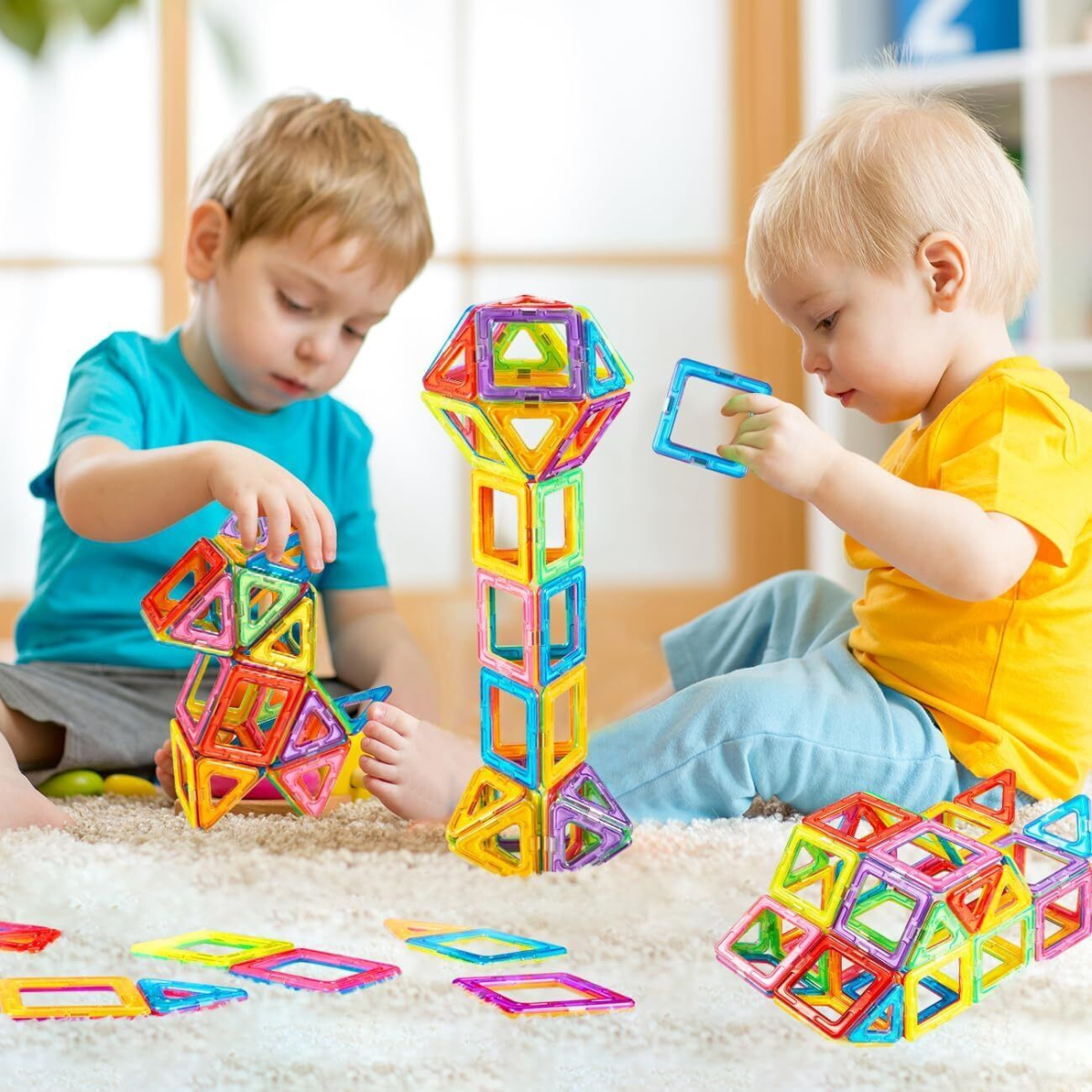 110 Piece Magnetic Building Blocks Set with Carrying Case – Educational Construction Toy for Kids