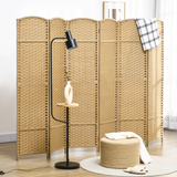 HOMCOM 6 Panel Woven Folding Room Divider with Arched Top – Privacy Screen, 240 x 170cm