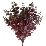 Leaf Artificial Eucalyptus Foliage Stem with Silk Leaves – Home Decor Greenery, Burgundy, 100cm