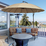 Outsunny 3m Cantilever Patio Parasol with Crank Handle, 18 Fibreglass Ribs & Cross Base – Offset Garden Shade, Khaki