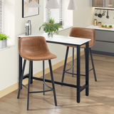 HOMCOM Set of 2 Industrial Bar Stools with Steel Legs & Footrest – Kitchen & Home Bar Seating, Brown