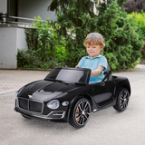 HOMCOM Bentley-Style Electric Ride-On Car with LED Lights, MP3 Player & Parental Remote Control – Kids Car, Black