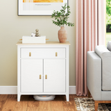 HOMCOM Sideboard with Drawer, Two-Tier Cupboard & Adjustable Shelf – Living Room Storage, White