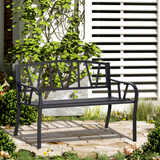 Outsunny 2-Seater Metal Garden Bench with Slatted Seat – Outdoor Loveseat for Patio and Park