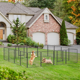 PawHut 16-Panel Heavy Duty Dog Playpen with Doors and Ground Stakes – Foldable Puppy Pen for Small and Medium Dogs, 80 cm High