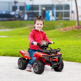 HOMCOM 6V Kids Electric Ride-On Quad Bike with Music – Toddler ATV for 18-36 Months, Red