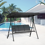Outsunny 3 Seater Garden Swing Hammock with Canopy, Steel Frame & Anti-Slip Feet – Patio Swing Seat, Black