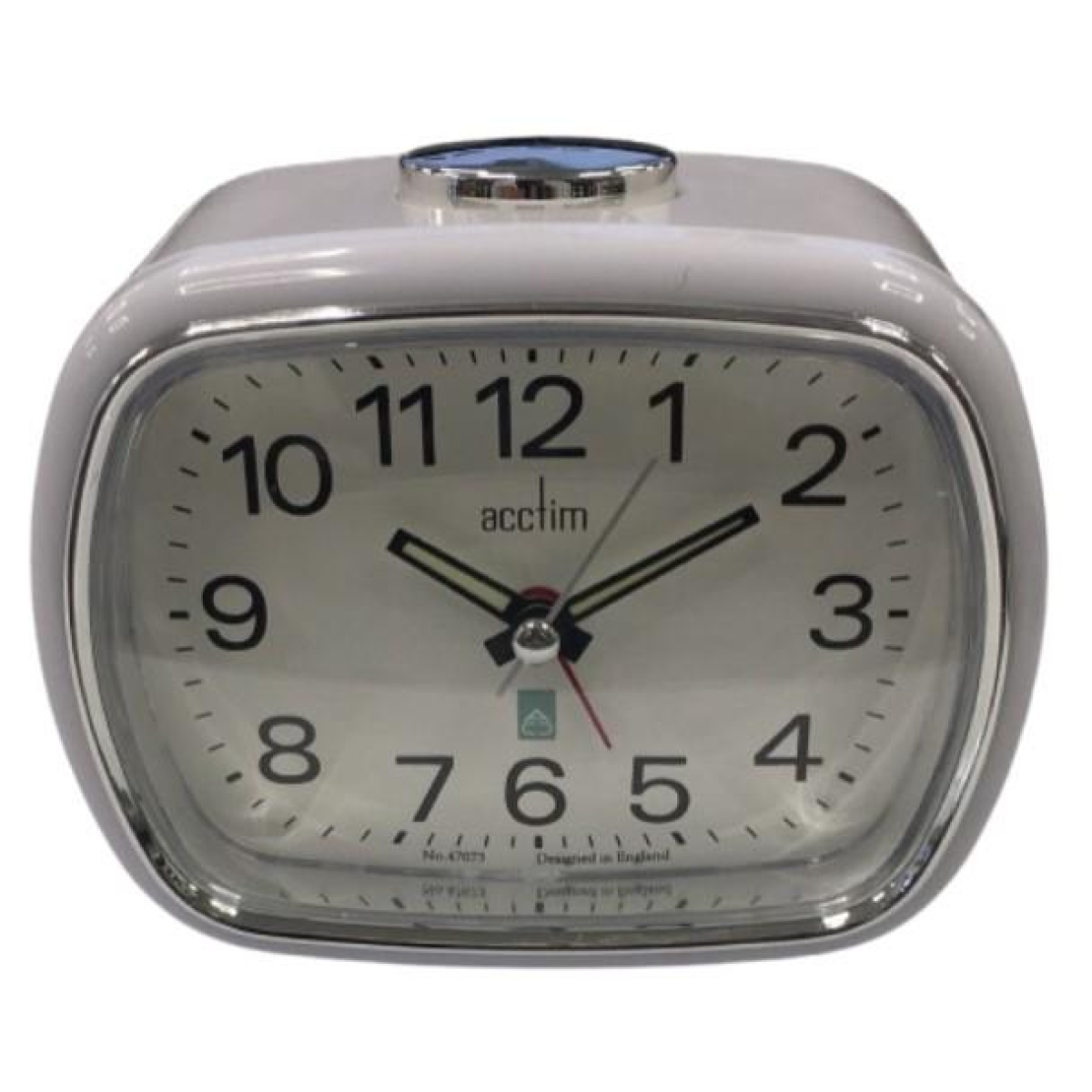 Acctim Camille Analogue Alarm Clock with Luminous Hands, Snooze and Light – Chrome Bezel
