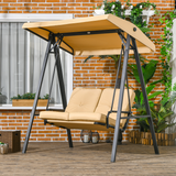 Outsunny 2-Seater Garden Swing Chair Hammock with Adjustable Canopy & Cushions – Steel Frame