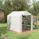 Outsunny Walk-In Greenhouse Polytunnel with Roll-Up Door & 3-Tier Shelves – 244 x 180 cm, Reinforced PE Cover