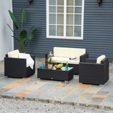 Outsunny rattan sofa set loveseat close-up