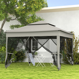 Outsunny 3.25m Pop-Up Gazebo with Net Curtains & Drainage Holes – Folding Party Tent, Dark Grey