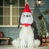 HOMCOM 6ft Inflatable Christmas Puppy Dog in Santa Hat with LED Lights – Indoor & Outdoor Decor