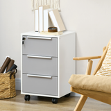 HOMCOM 3-Drawer Mobile File Cabinet with Central Lock and Swivel Casters – Home Office Storage Chest