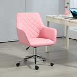 Vinsetto Leather-Feel Swivel Home Office Chair with High Back & Armrests – Pink