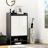 Modern Gloss & Matte Hallway Shoe Cupboard with Adjustable Shelves – Slim Enclosed Shoe Storage