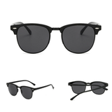 Men's Half Frame Polarised Sunglasses, Black Horn Rimmed, UV400 – Driving and Fishing