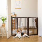 Pawhut Folding Freestanding Pine Wood Pet Gate – 3-Panel Indoor Dog Fence and Safety Barrier for Small Dogs